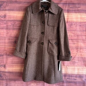 Jones New York Herringbone Brown Trench Coat